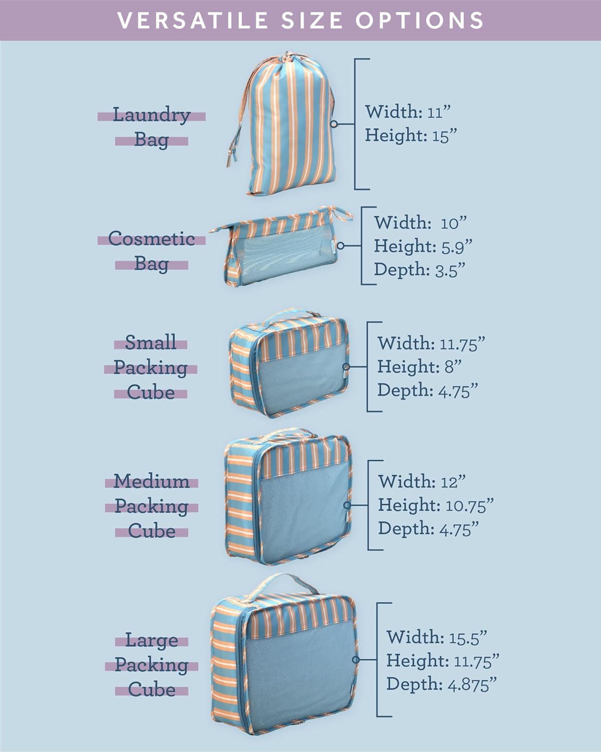 Bliss Travel Packing Cubes - 3 Pack/4 Pack/5 Pack Compact Suitcase Organizer, Durable Mesh Front Travel Cubes for Packing, Organizer Bags for Clothes, Toiletries, Cosmetics, Laundry, 5PCAmalfiVibes