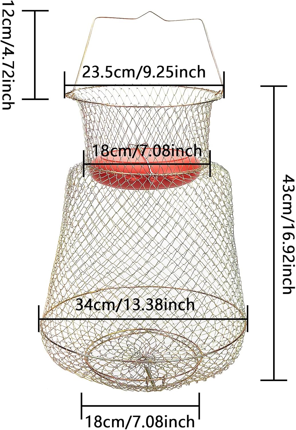codree Floatable Galvanized Steel Wire Fish Basket, Collapsible Floatable Wire Fishing Basket, Portable Floating Fishing Net Baskets, Robust and Easy to Use