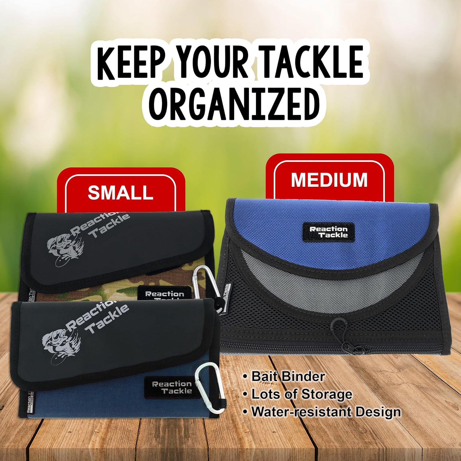 Reaction Tackle Fishing Tackle Organizer Case | Soft Bait Binder | Keep Soft Plastic Baits and Tackle Organized | Removable Storage Pockets